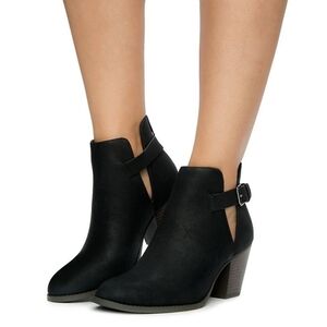 City Classified Women's D'Orsay Ankle Booties Back Zip Block Heel Booties Black